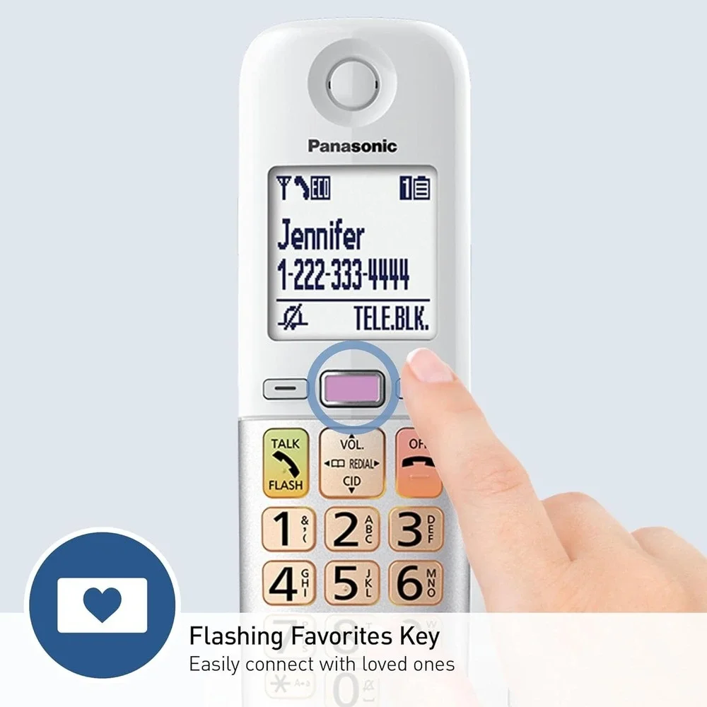 Panasonic Cordless 2 Phone  Large Display & Big Buttons Caller ID‎ KX-TGU432W